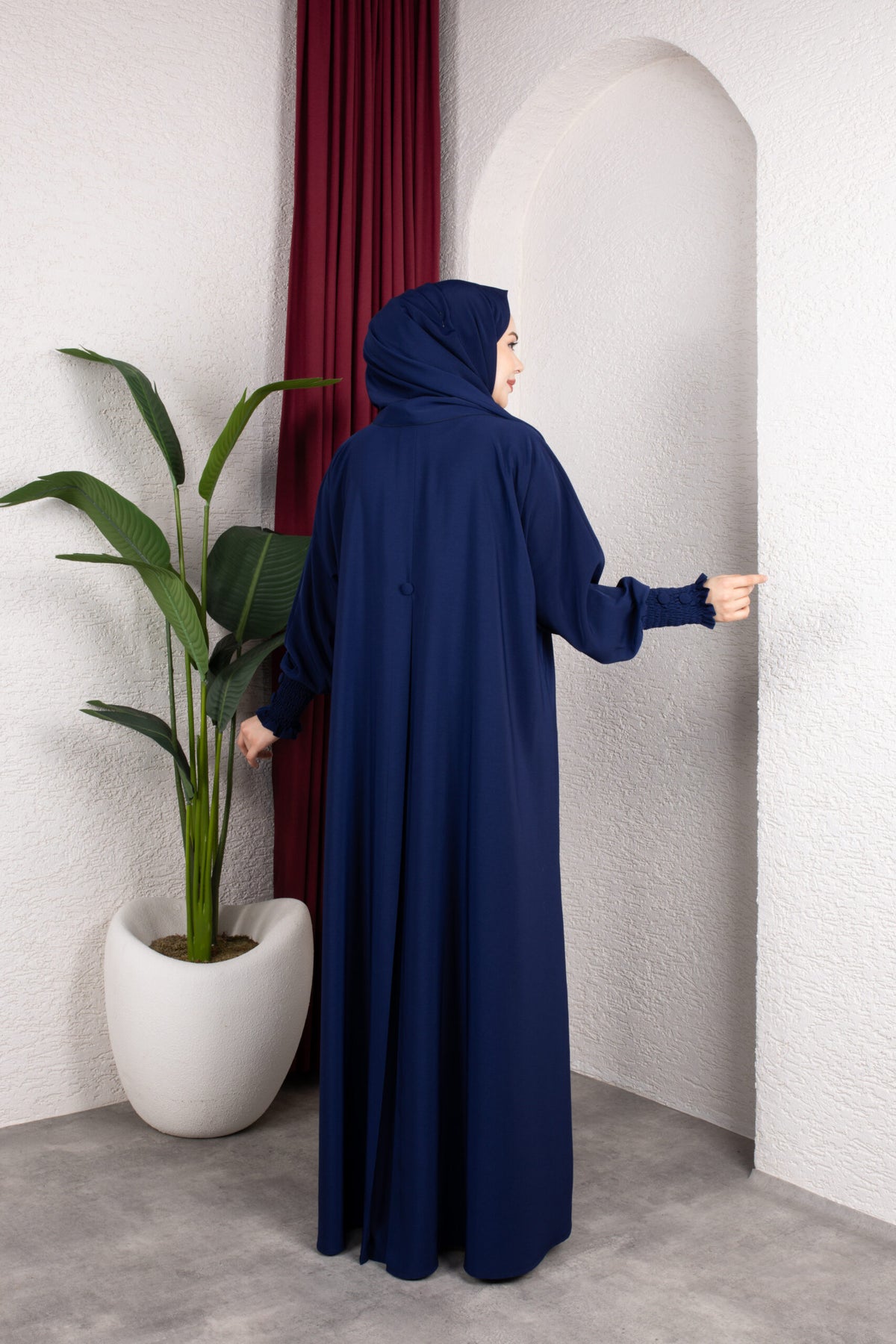 Sultan Abaya Lacivert stil detayı - Mayha Couture abaya