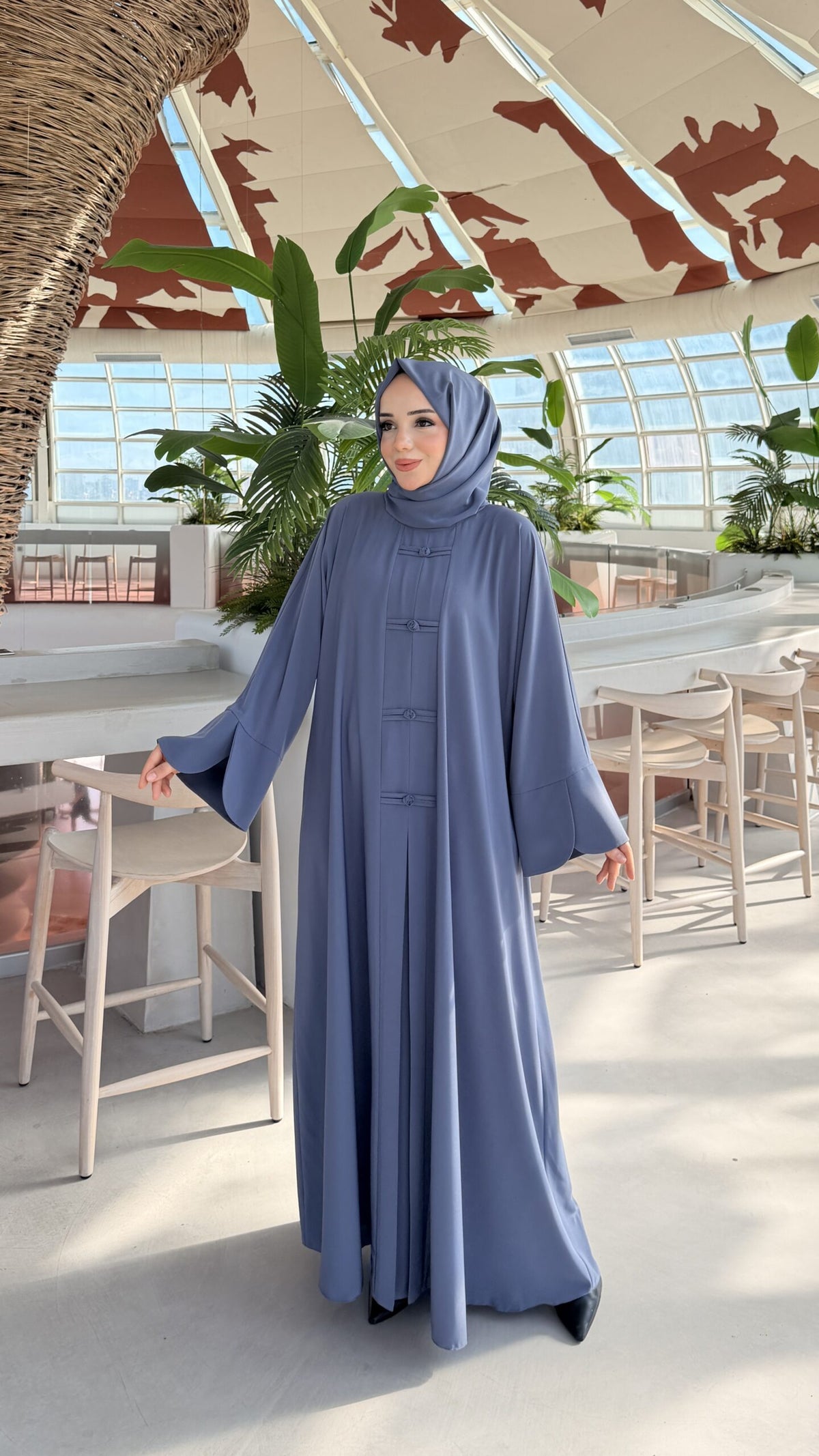 Hanzade Abaya Gri arka görünüm - Mayha Couture abaya