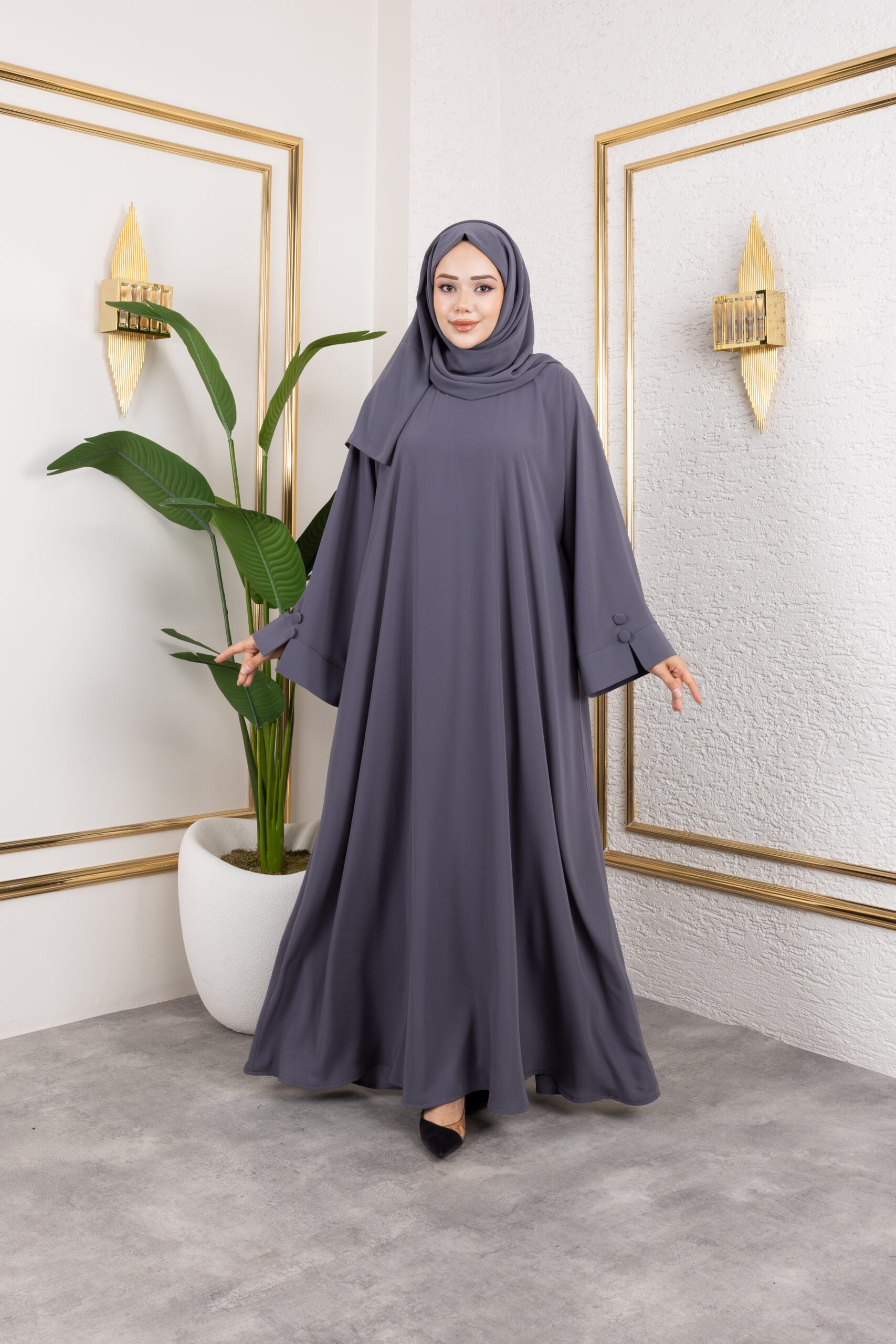 Nil Elbise Gri ön görünüm - Mayha Couture elbise