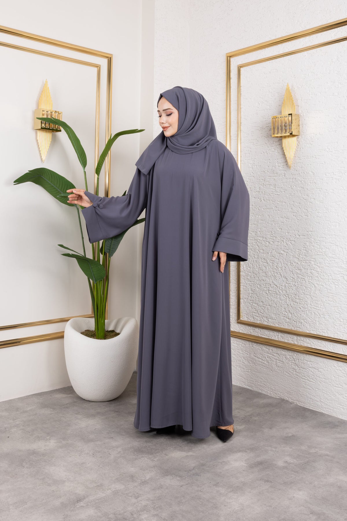 Nil Elbise Gri kumaş detayı - Mayha Couture elbise
