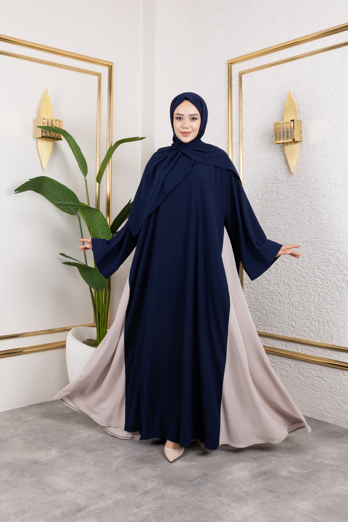Hürrem Abaya Lacivert yan görünüm - Mayha Couture abaya