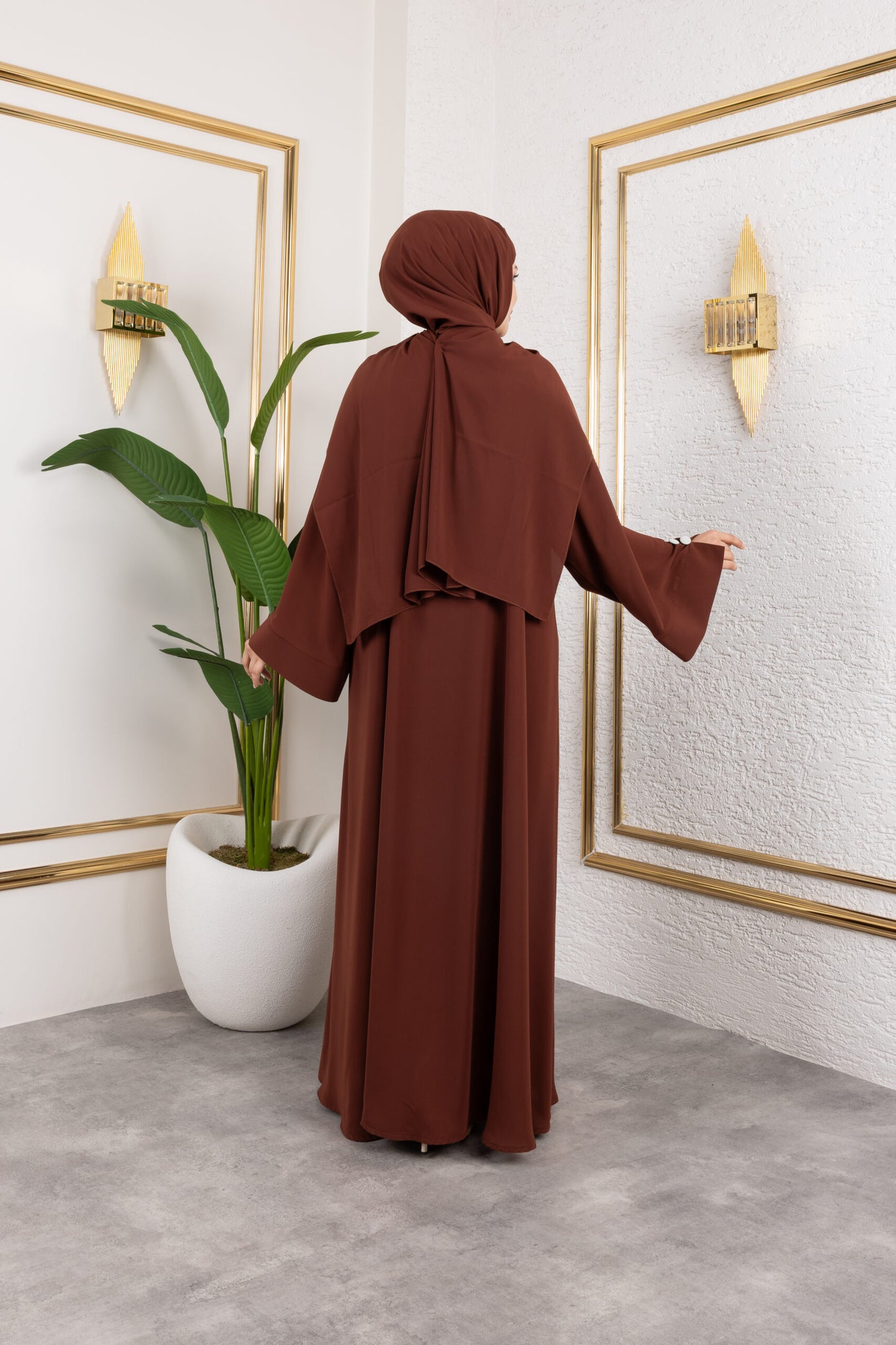 Nil Elbise Kahverengi stil detayı - Mayha Couture elbise