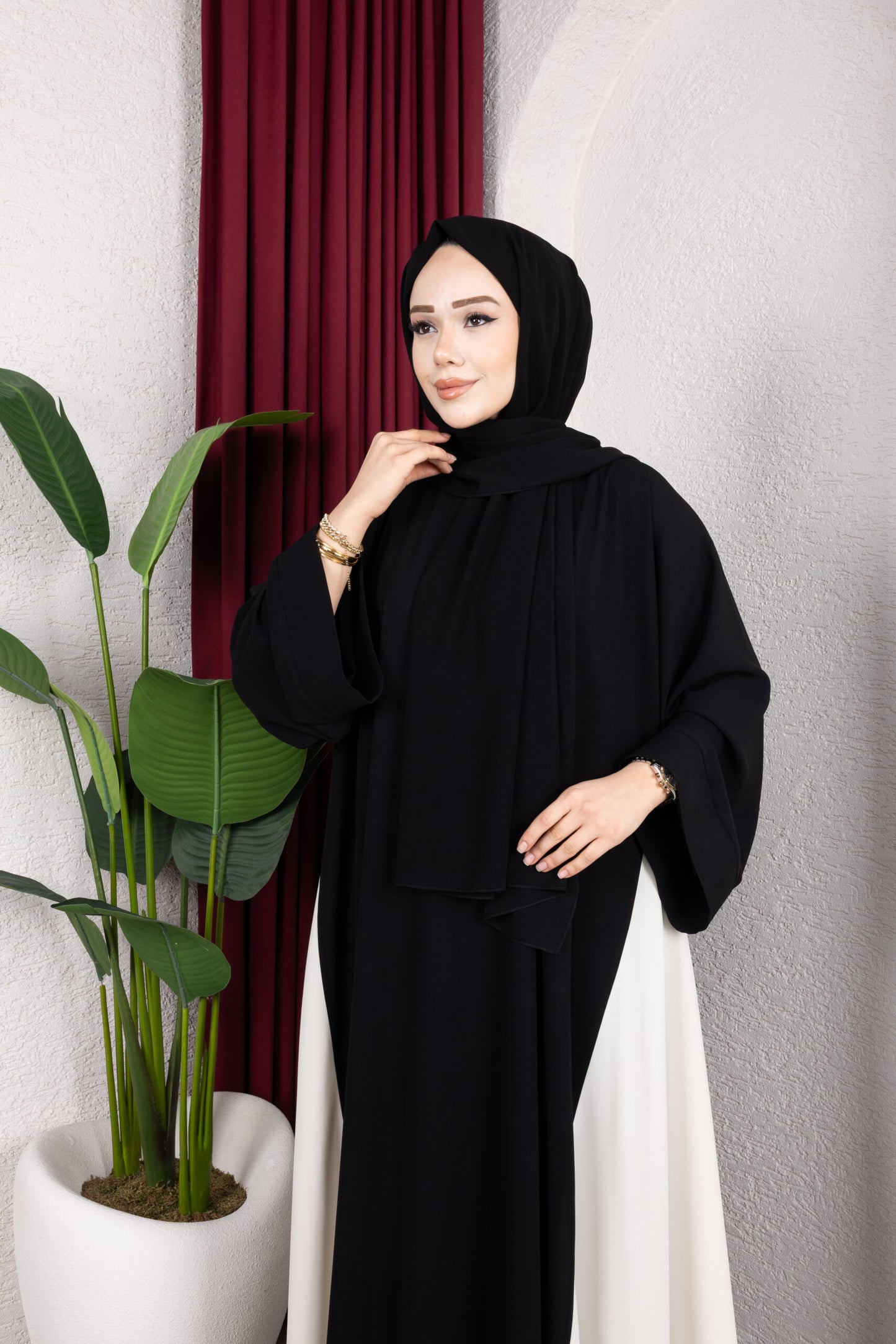 Hürrem Abaya Siyah kumaş detayı - Mayha Couture abaya