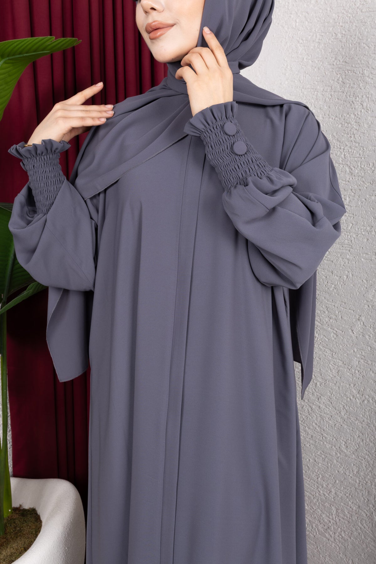 Sultan Ferace Gri yan görünüm - Mayha Couture ferace