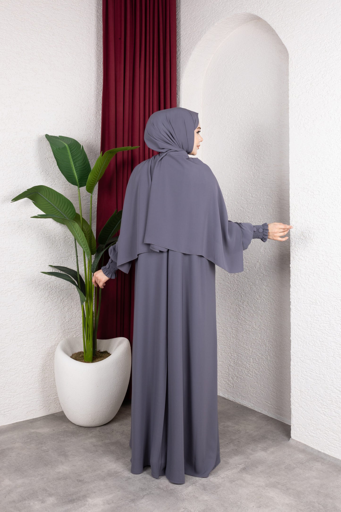 Sultan Ferace Gri stil detayı - Mayha Couture ferace