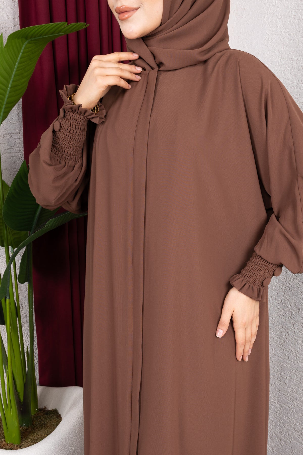 Sultan Abaya Kahve arka görünüm - Mayha Couture abaya