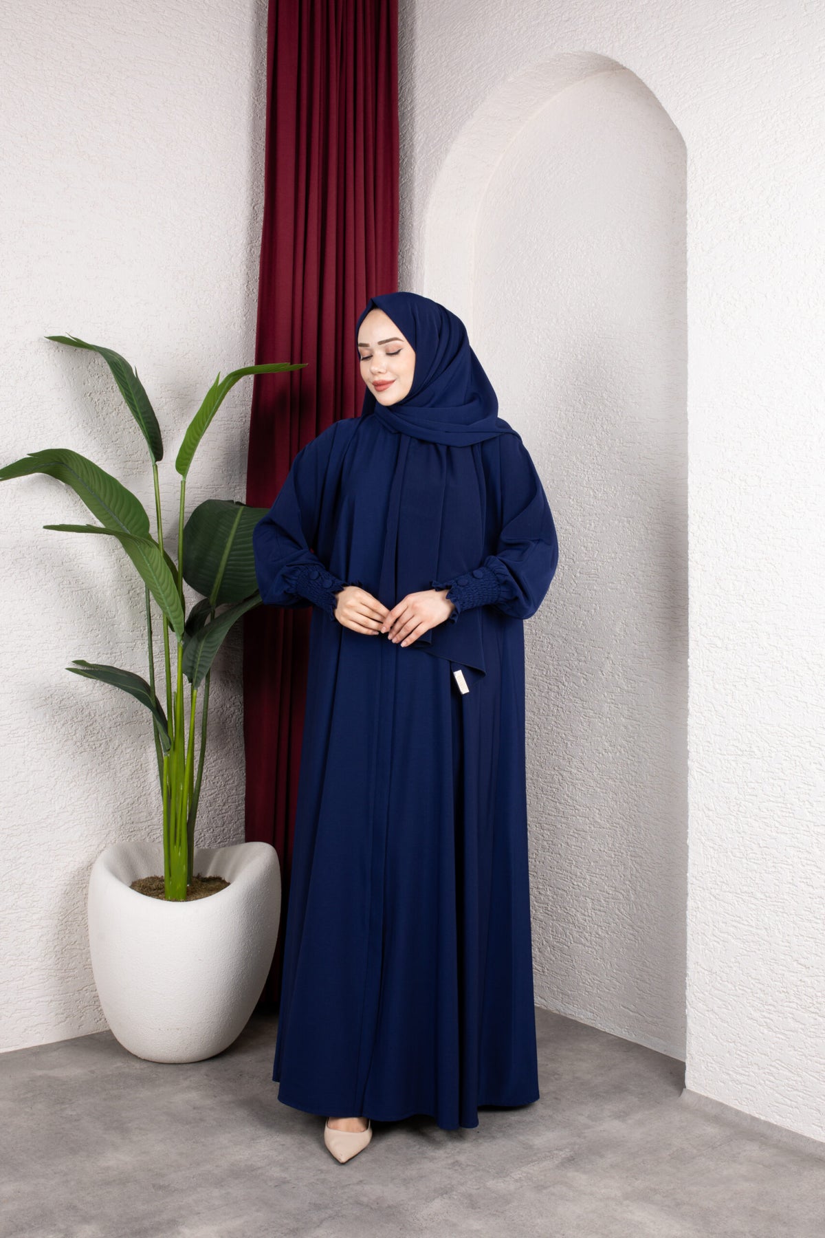 Sultan Abaya Lacivert kumaş detayı - Mayha Couture abaya