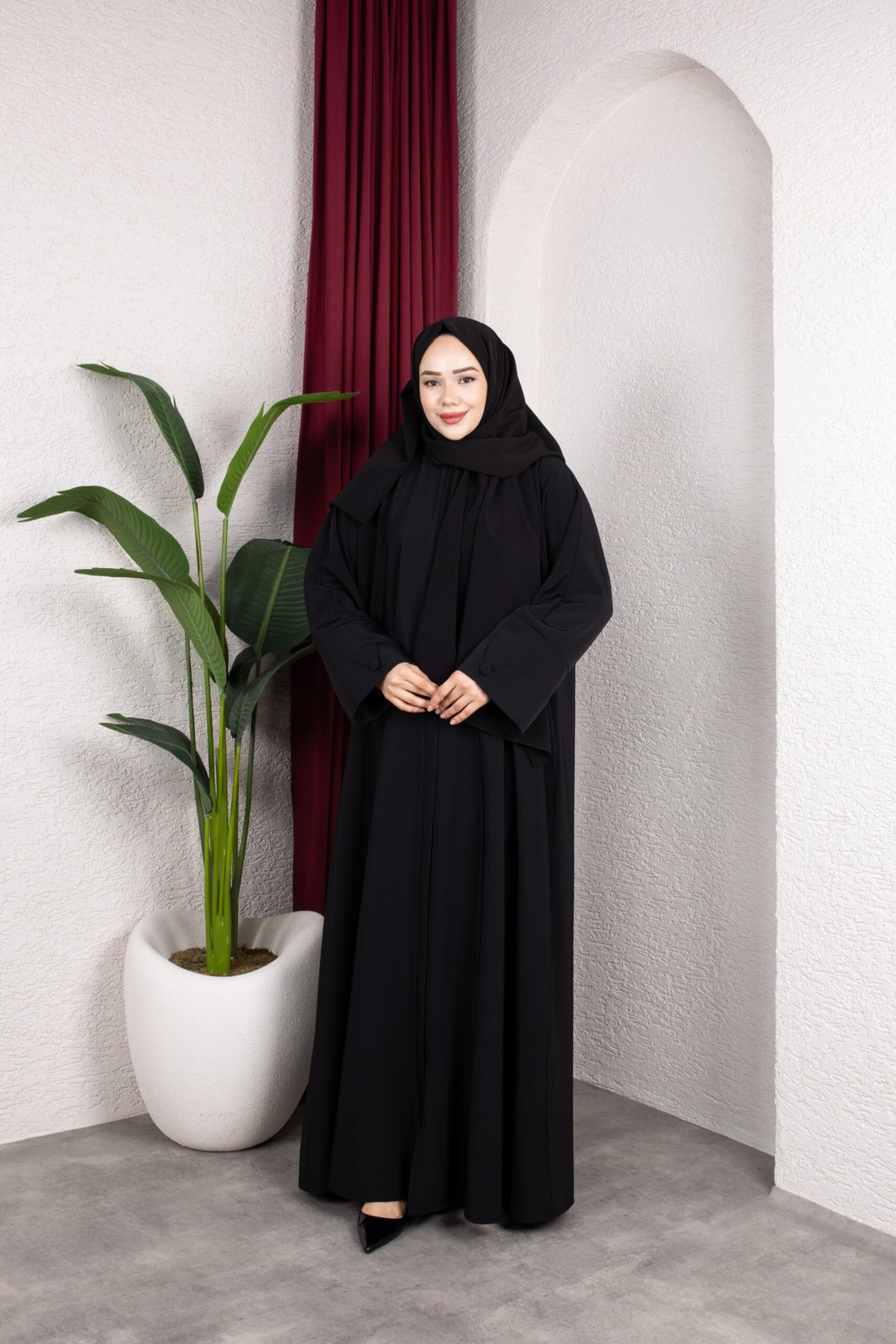Liva Abaya Siyah kumaş detayı - Mayha Couture abaya