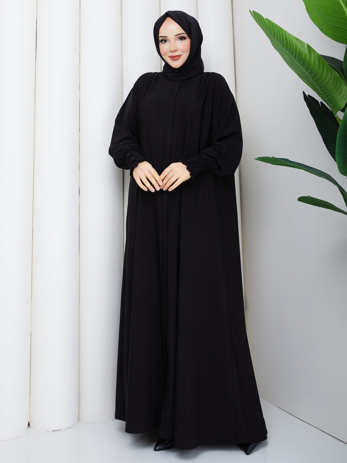 Sultan Abaya Siyah kumaş detayı - Mayha Couture abaya