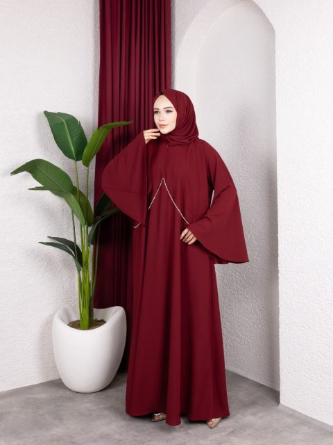 Saray Hanzade Bordo Abaya Elbise✨